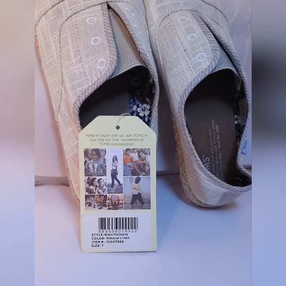 NWT Women's US 7 Linen TOMS Shoes, White, Palmera - Out Of Box - Picture 2 of 6
